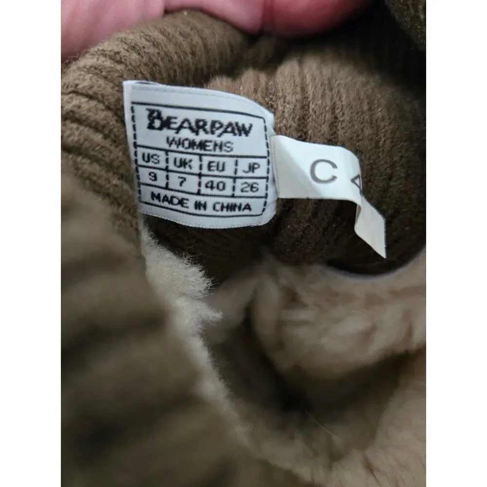 Bear Paws Suede Boots Women 9 Brown Slip-On Warm Cozy